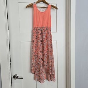 Mudd Girls Bohemian Sundress Size 12 Colorful Coral Geometric Crochet Lace Boho